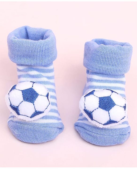 Cute Walk by Babyhug Sock Shoes With Stripes & Football Applique - Multicolour