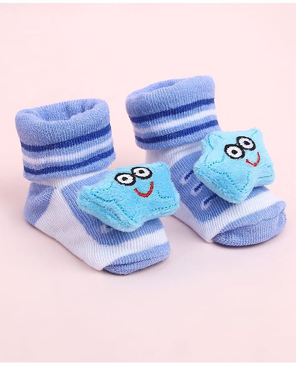 Cute Walk by Babyhug Sock Shoes With Star Applique & Stripes - Multicolour