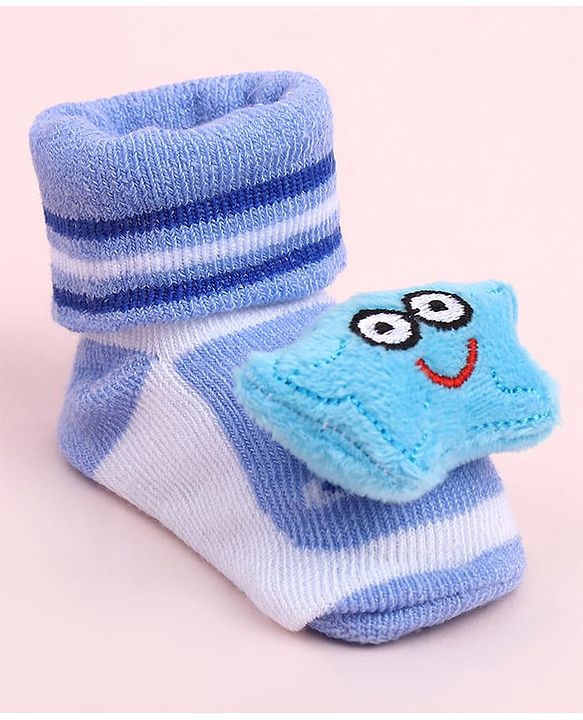 Cute Walk by Babyhug Sock Shoes With Star Applique & Stripes - Multicolour