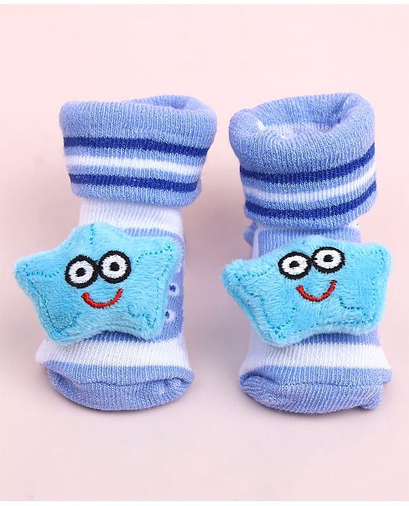 Cute Walk by Babyhug Sock Shoes With Star Applique & Stripes - Multicolour