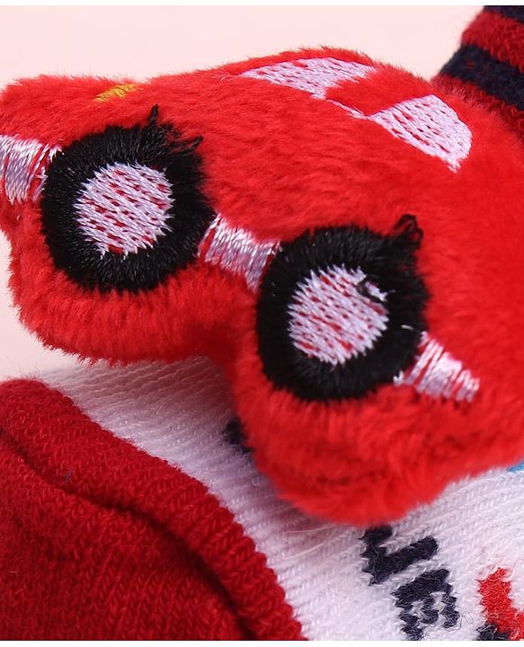 Cute Walk by Babyhug Sock Shoes With Car Applique & Stripes Design - Multicolour