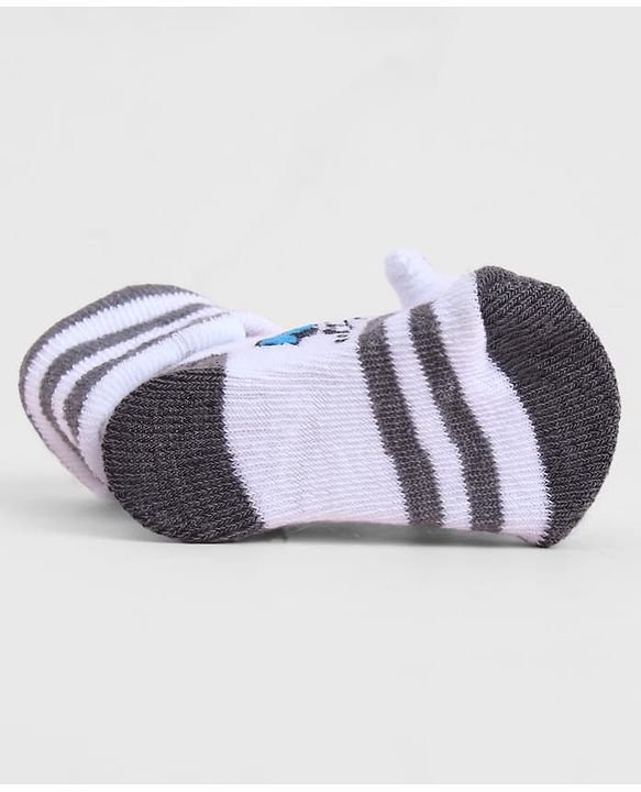 Cute Walk by Babyhug Sock Shoes With Penguin Applique & Vehicles Design & Stripes - Multicolour