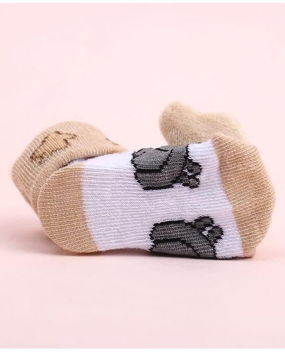Cute Walk by Babyhug Sock Shoes With Animal Applique & Star Design - Multicolour