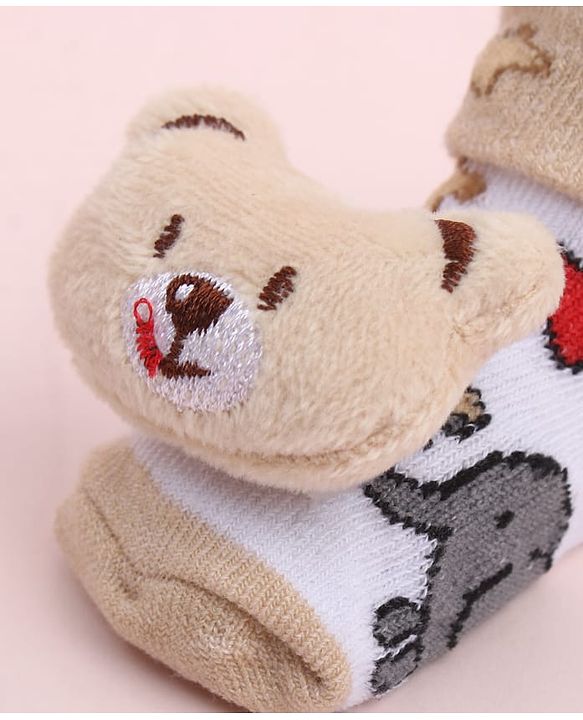 Cute Walk by Babyhug Sock Shoes With Animal Applique & Star Design - Multicolour