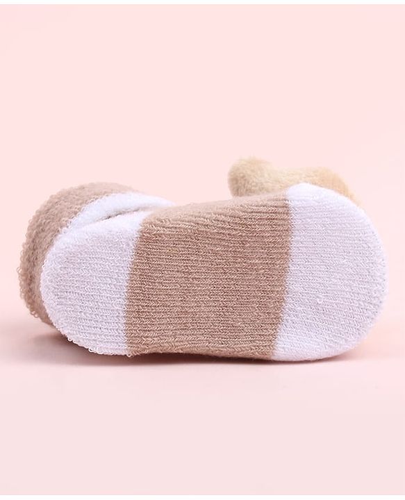 Cute Walk by Babyhug Sock Shoes With Bear Applique  - Multicolour
