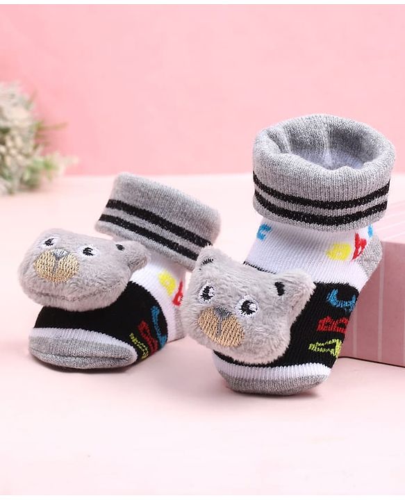 Cute Walk by Babyhug Sock Shoes With Animal Applique & Numbers Design - Multicolour