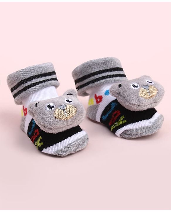 Cute Walk by Babyhug Sock Shoes With Animal Applique & Numbers Design - Multicolour