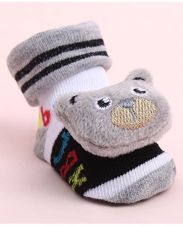Cute Walk by Babyhug Sock Shoes With Animal Applique & Numbers Design - Multicolour
