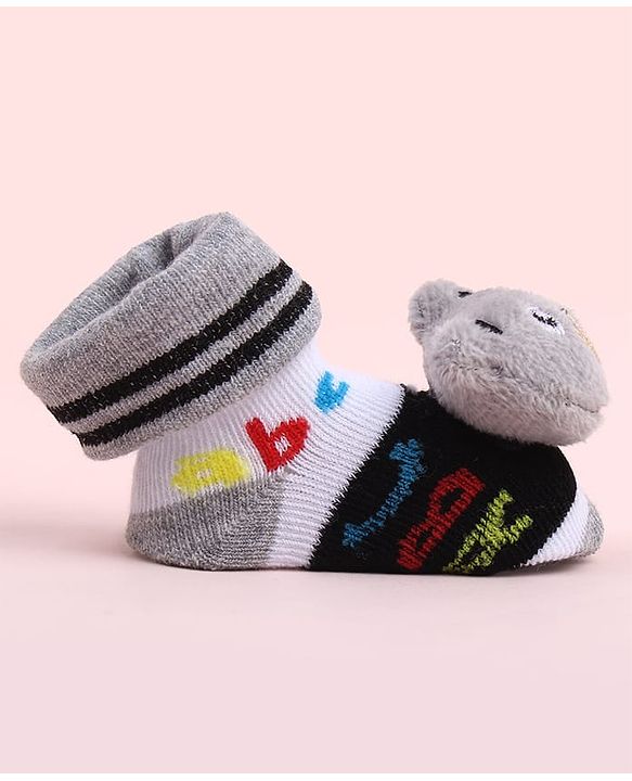 Cute Walk by Babyhug Sock Shoes With Animal Applique & Numbers Design - Multicolour