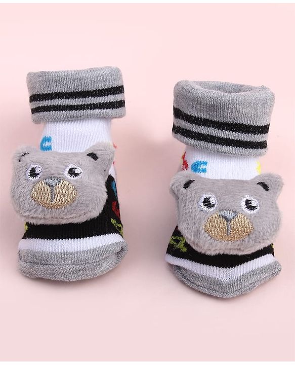 Cute Walk by Babyhug Sock Shoes With Animal Applique & Numbers Design - Multicolour