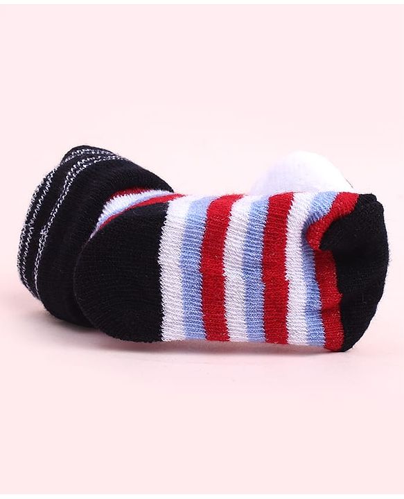 Cute Walk by Babyhug Sock Shoes With Football Applique & Stripes Design - Multicolour