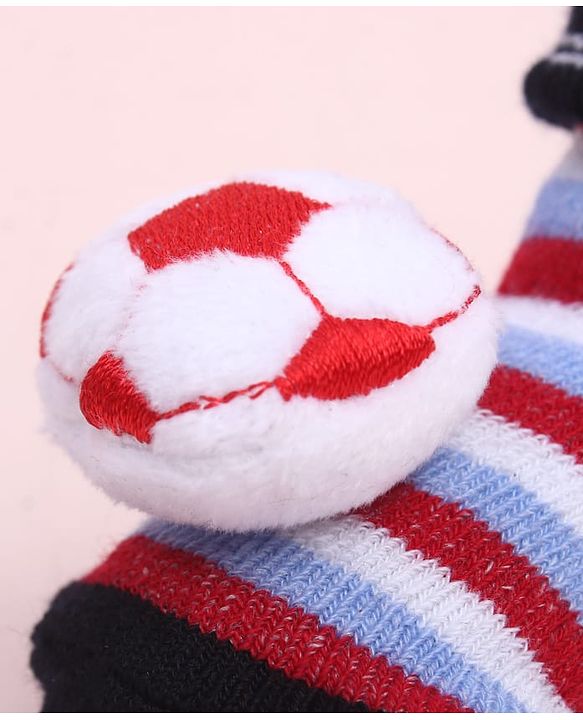 Cute Walk by Babyhug Sock Shoes With Football Applique & Stripes Design - Multicolour