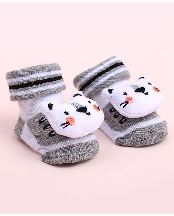 Cute Walk by Babyhug Socks Shoes With Animal Applique - Multicolor
