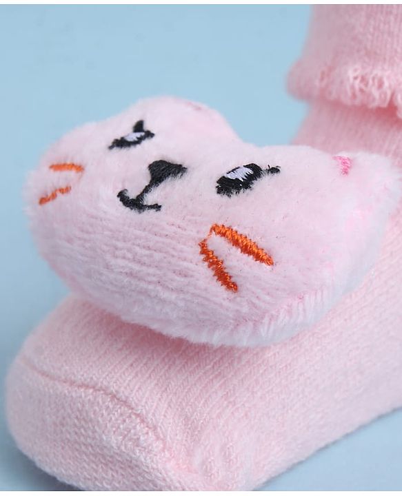 Cute Walk by Babyhug Sock Shoes With Animal Applique - Multicolour