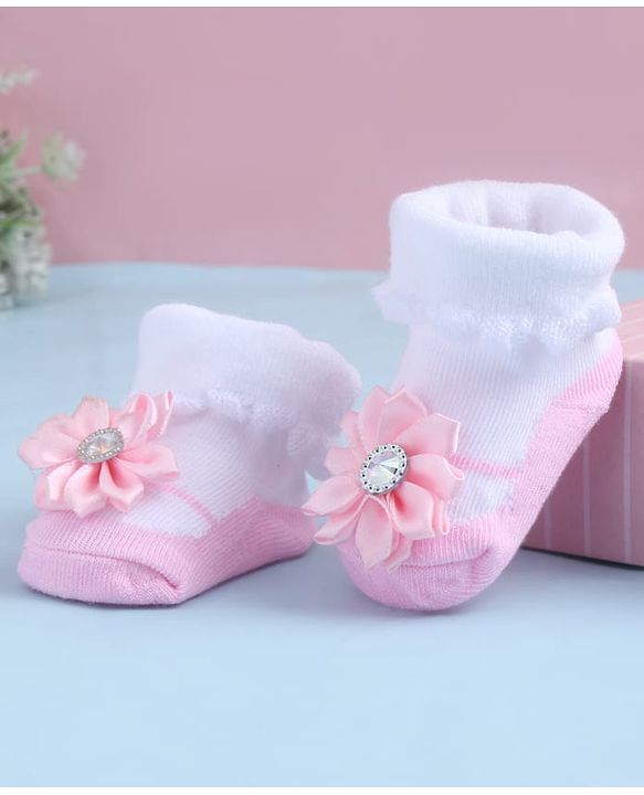 Cute Walk by Babyhug Sock Shoes With Floral Applique - Multicolour