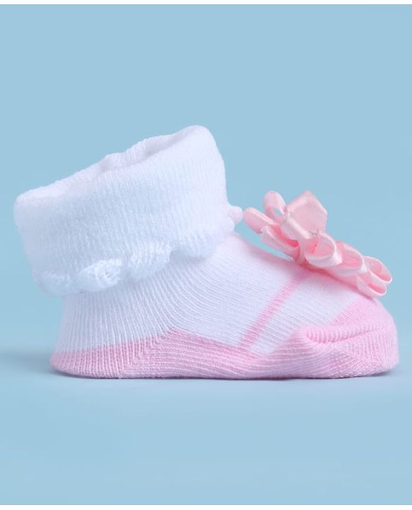 Cute Walk by Babyhug Sock Shoes With Floral Applique - Multicolour