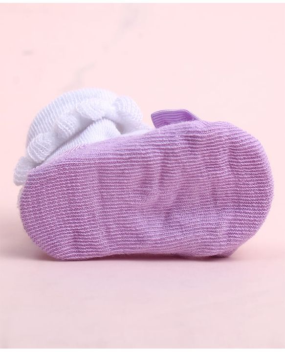 Cute Walk by Babyhug Socks Shoes With Bow Applique - Multicolor
