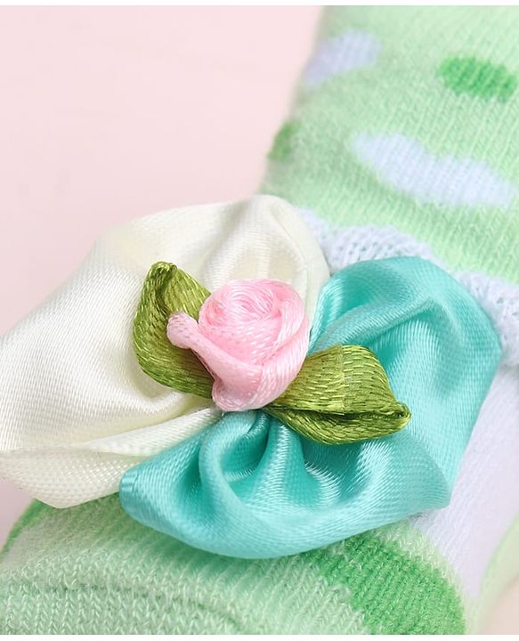 Cute Walk by Babyhug Socks Shoes With Floral Applique - Multicolor