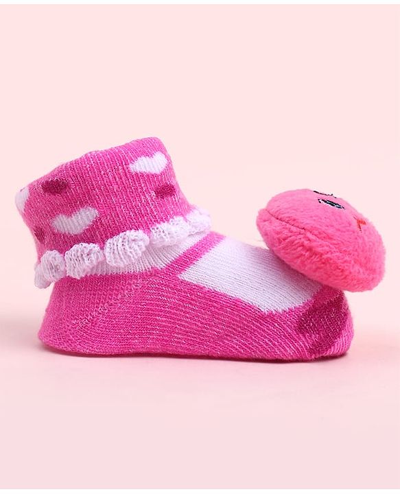 Cute Walk by Babyhug Socks Shoes With Smiley Applique - Multicolor