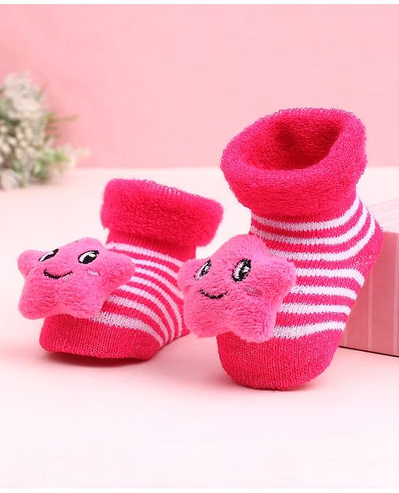 Cute Walk by Babyhug Socks Shoes With Star Applique - Multicolor