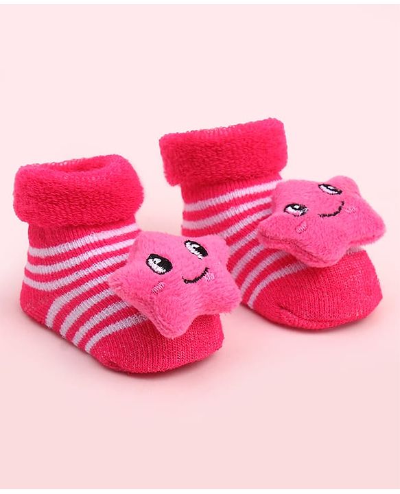 Cute Walk by Babyhug Socks Shoes With Star Applique - Multicolor