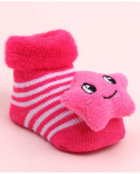 Cute Walk by Babyhug Socks Shoes With Star Applique - Multicolor