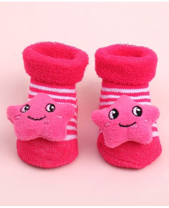 Cute Walk by Babyhug Socks Shoes With Star Applique - Multicolor