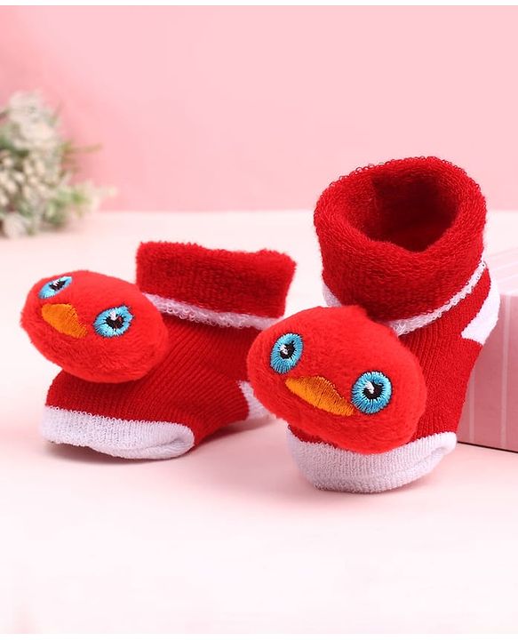 Cute Walk by Babyhug Socks Shoes With Bird Applique - Multicolor