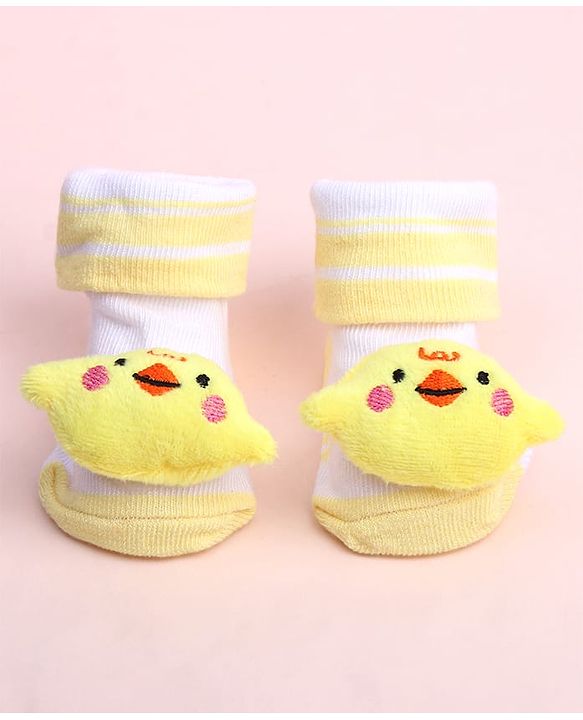 Cute Walk by Babyhug Socks Shoes With Bird Applique - Multicolor