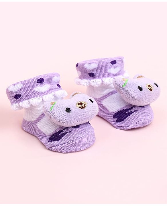 Cute Walk by Babyhug Socks Shoes With Animal Applique - Multicolor