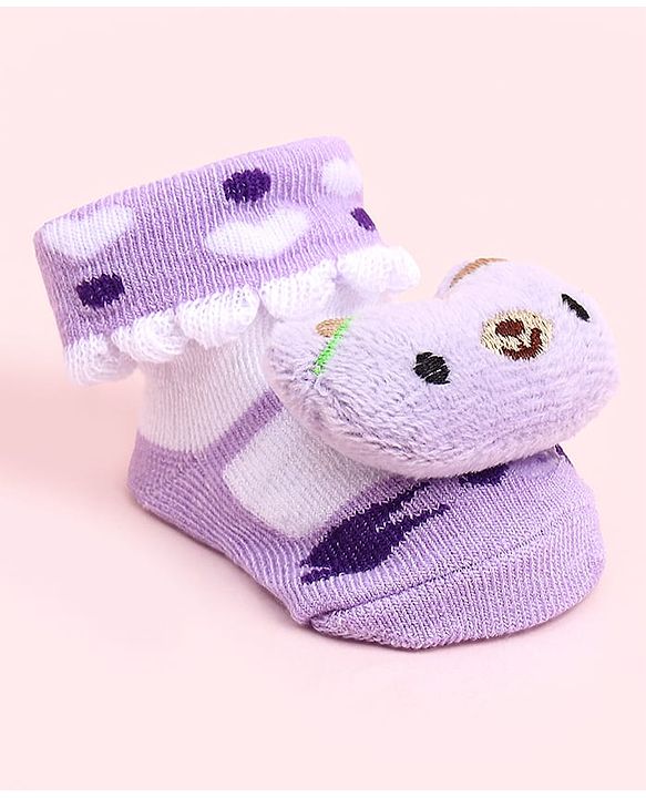 Cute Walk by Babyhug Socks Shoes With Animal Applique - Multicolor