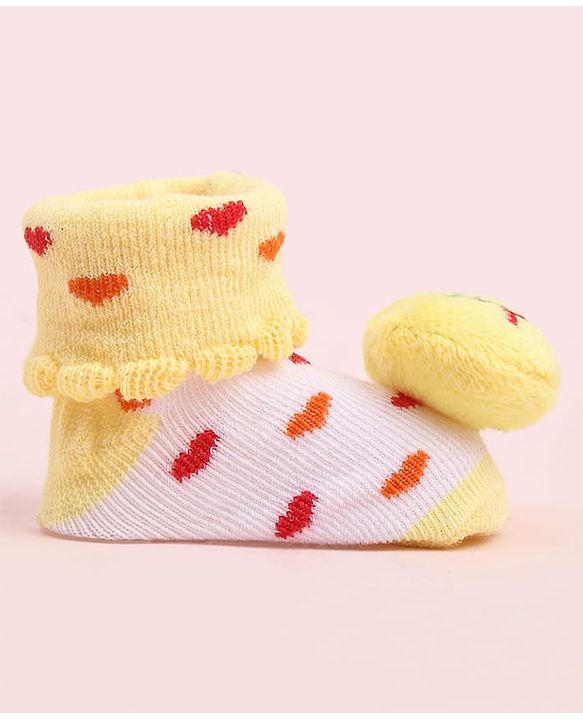 Cute Walk by Babyhug Socks Shoes With Smiley Applique - Multicolor