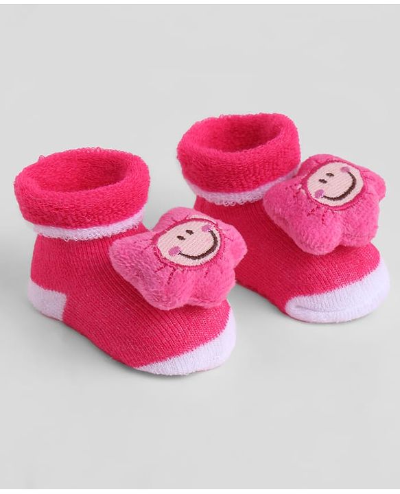 Cute Walk by Babyhug Sock Shoes With Floral Applique - Multicolour
