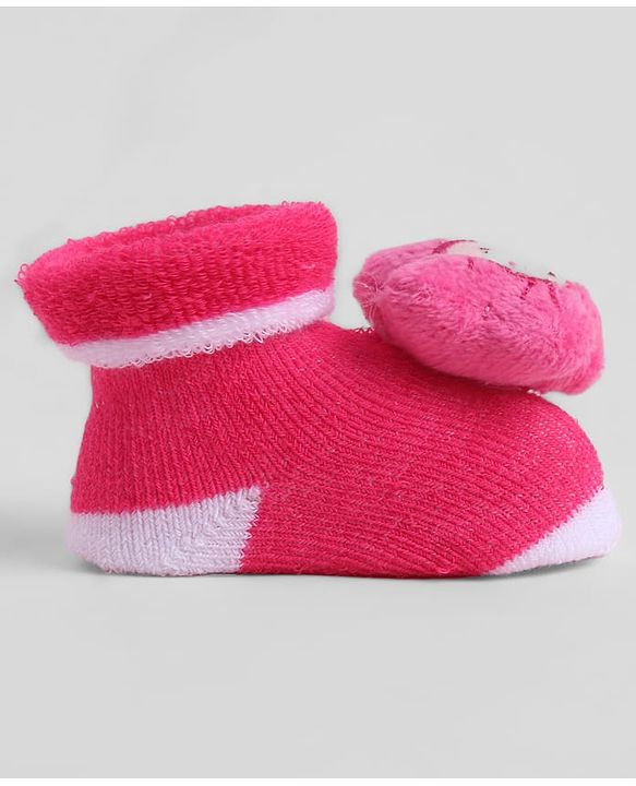 Cute Walk by Babyhug Sock Shoes With Floral Applique - Multicolour