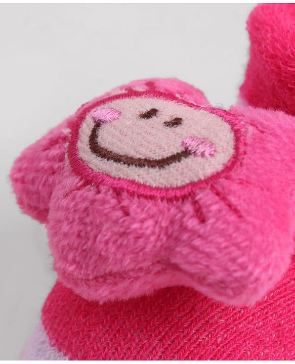 Cute Walk by Babyhug Sock Shoes With Floral Applique - Multicolour