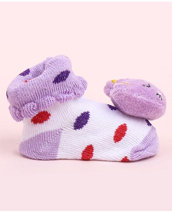 Cute Walk by Babyhug Socks Shoes With Kitty Applique - Multicolor