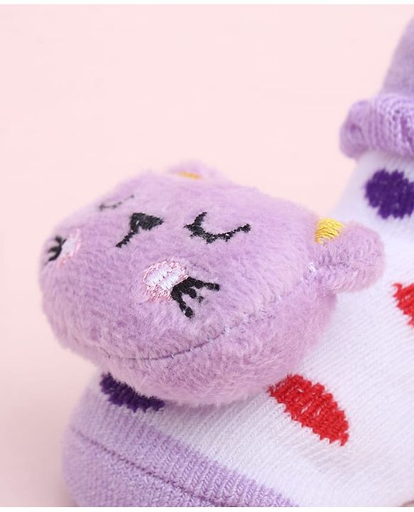 Cute Walk by Babyhug Socks Shoes With Kitty Applique - Multicolor