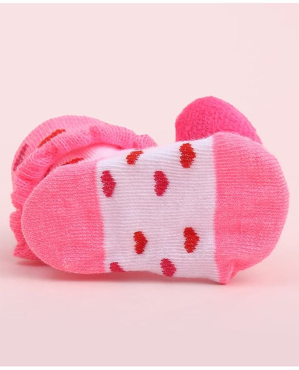 Cute Walk by Babyhug Socks Shoes With Heart Applique - Multicolor