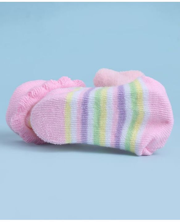 Cute Walk by Babyhug Sock Shoes With Animal Applique & Stripes Design - Multicolour