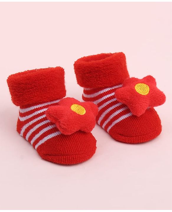 Cute Walk by Babyhug Socks Shoes With Floral Applique - Multicolor