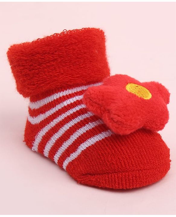 Cute Walk by Babyhug Socks Shoes With Floral Applique - Multicolor