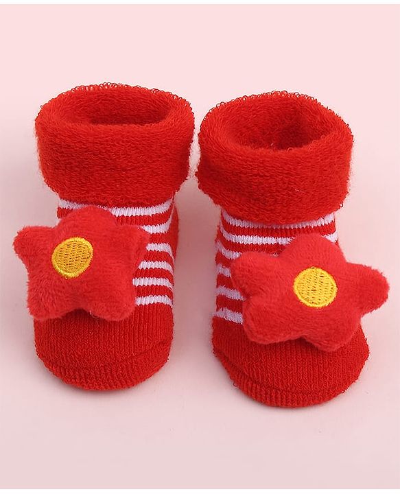 Cute Walk by Babyhug Socks Shoes With Floral Applique - Multicolor