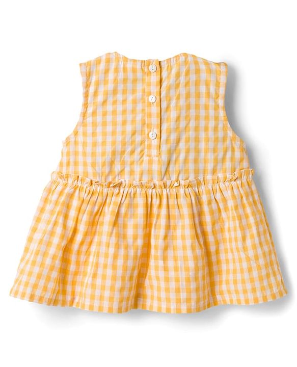 Babyhug Cotton Woven Sleeveless Checks Top & Shorts Co-ord Set - Yellow
