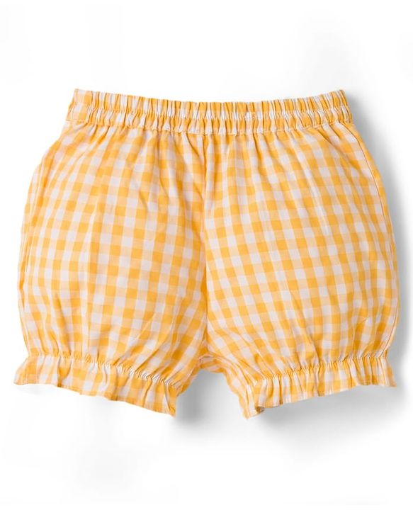 Babyhug Cotton Woven Sleeveless Checks Top & Shorts Co-ord Set - Yellow