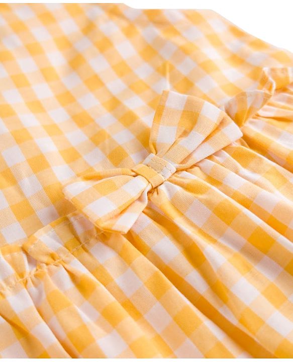 Babyhug Cotton Woven Sleeveless Checks Top & Shorts Co-ord Set - Yellow