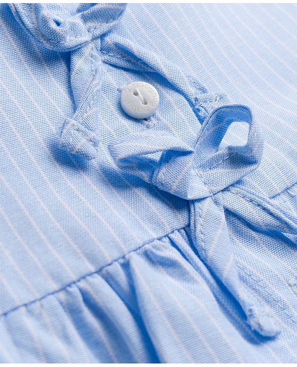 Babyhug Cotton Woven Sleeveless Striped Top & Shorts Co-ord Set - Sky Blue