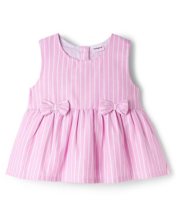 Babyhug Cotton Woven Sleeveless Checkered Co-ords Top & Shorts Set with Bow Applique - Pink