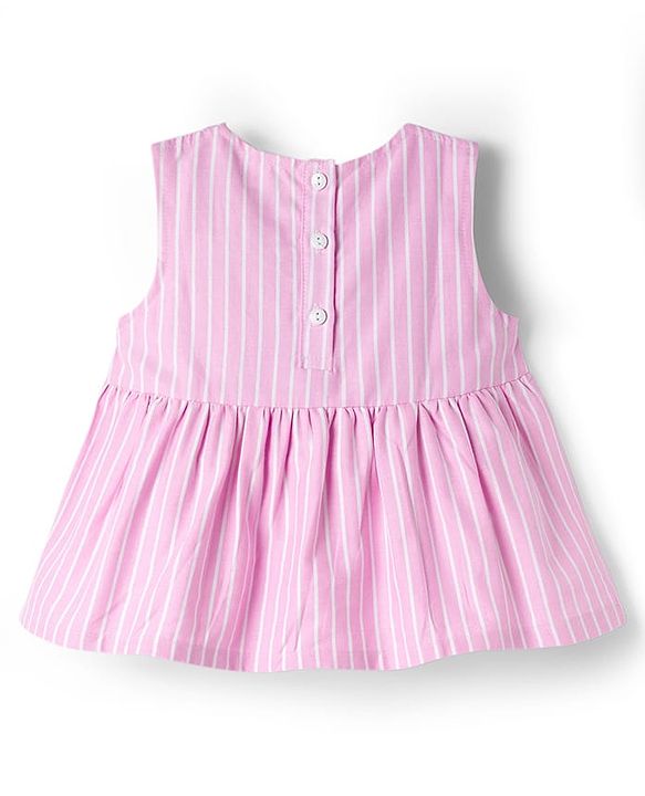 Babyhug Cotton Woven Sleeveless Checkered Co-ords Top & Shorts Set with Bow Applique - Pink