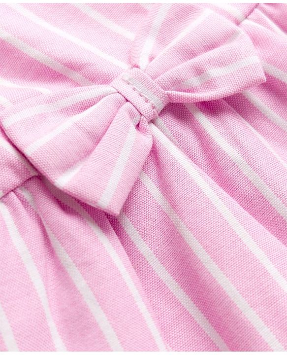 Babyhug Cotton Woven Sleeveless Checkered Co-ords Top & Shorts Set with Bow Applique - Pink