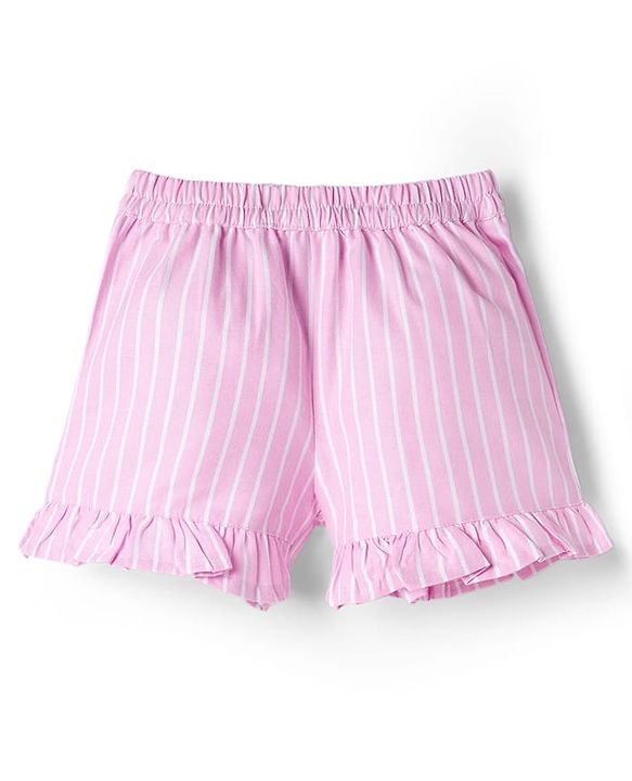 Babyhug Cotton Woven Sleeveless Checkered Co-ords Top & Shorts Set with Bow Applique - Pink